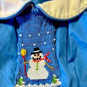 Girls Smocked Snowman Holiday Dress Sz 5